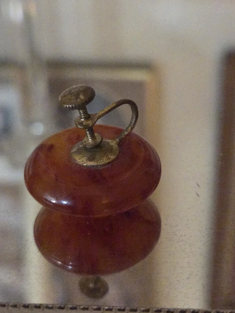 Vintage Root Beer Swirl Bakelite Clip On Earrings